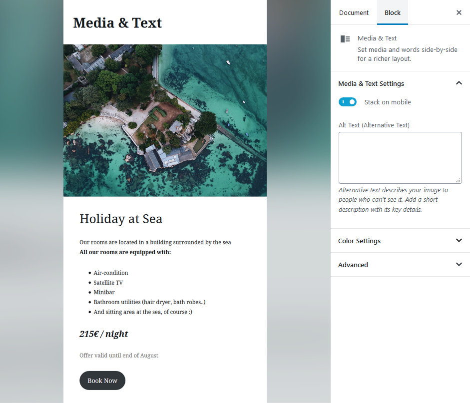 Stack on mobile function for WordPress wrap text around image