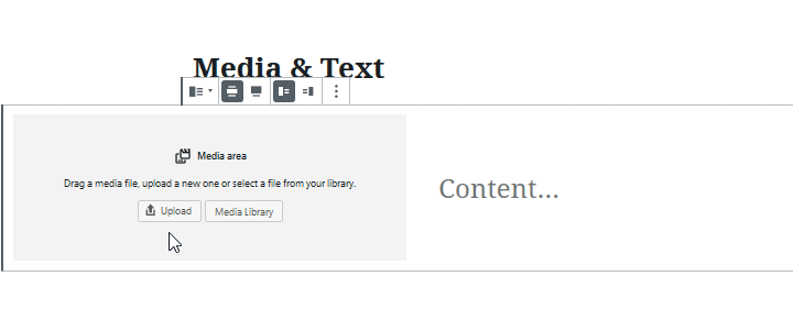 Media and Text block upload options