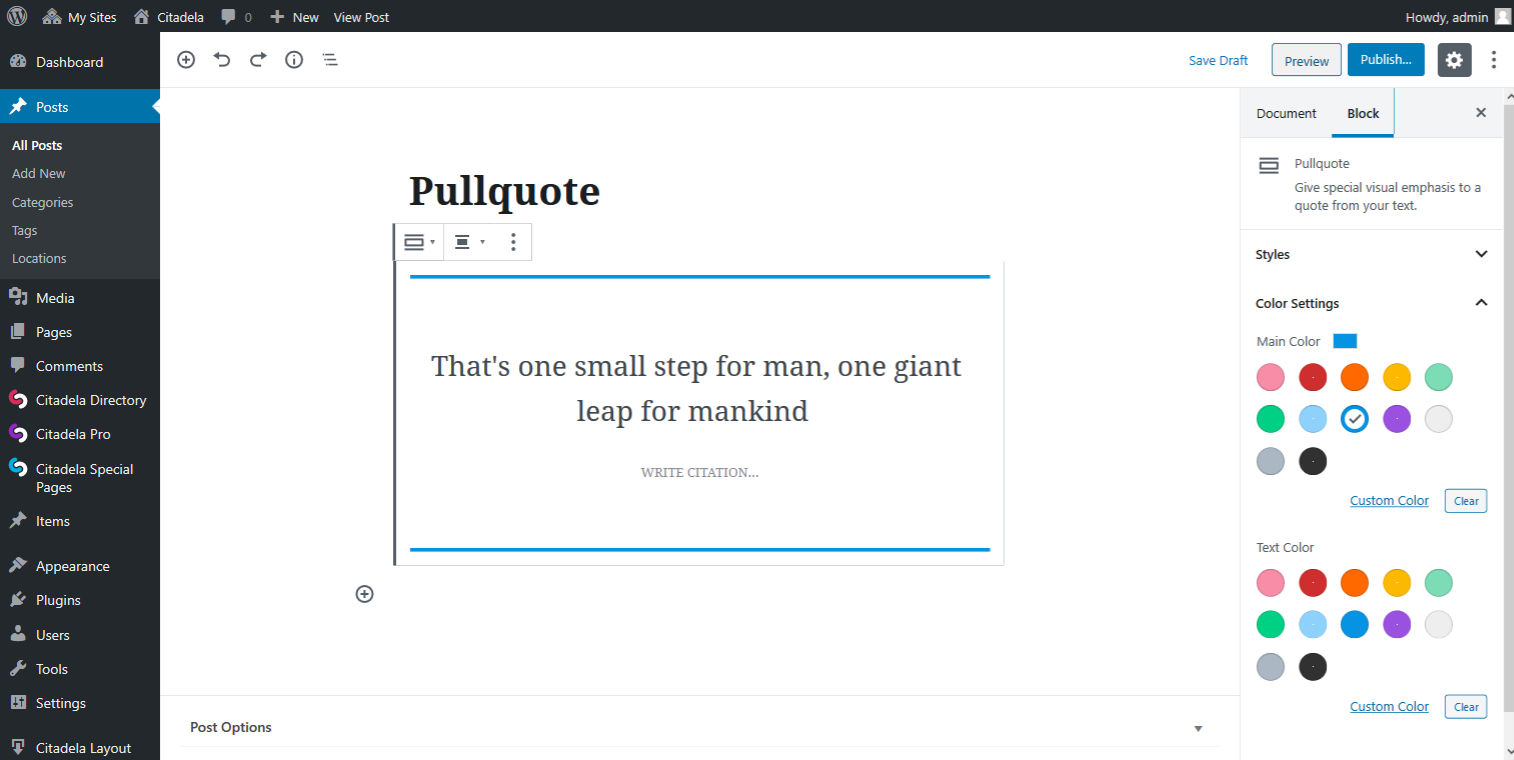 Pullquote Default style