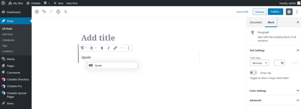 Different ways of how to do block quotes [WordPress