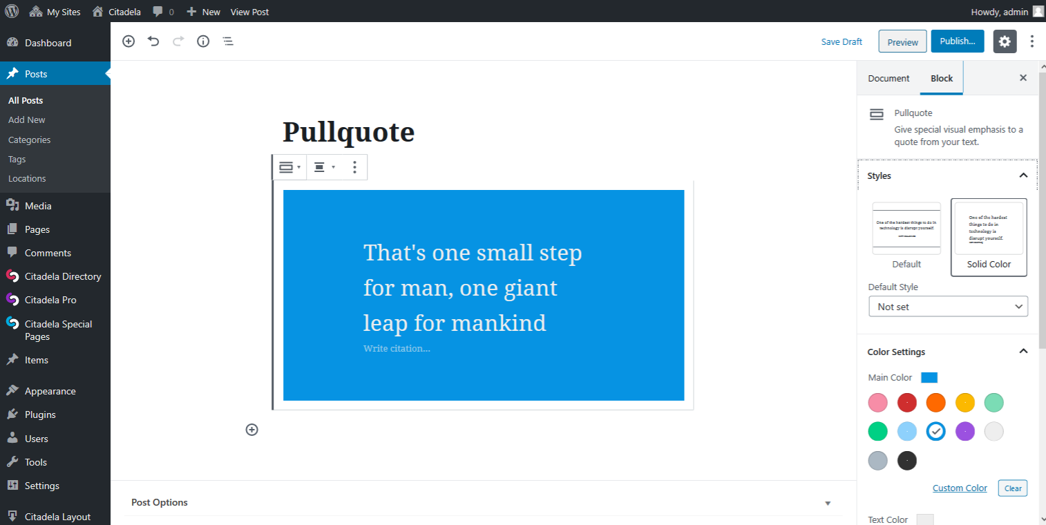 Pullquote Solid color