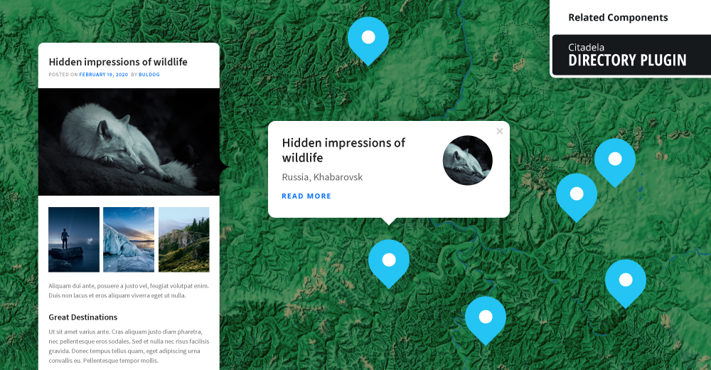 Příspěvky na blogu na mapě pomocí pluginu CitadelaWP Listing