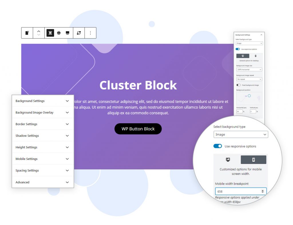 Bloc de cluster WordPress