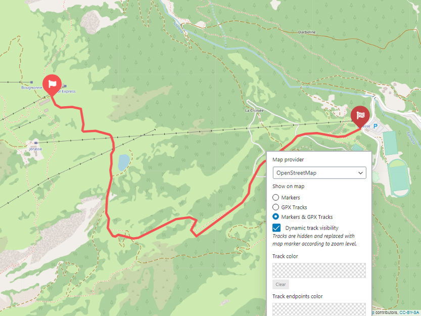 GPX seurata OpenStreetMap in WordPress