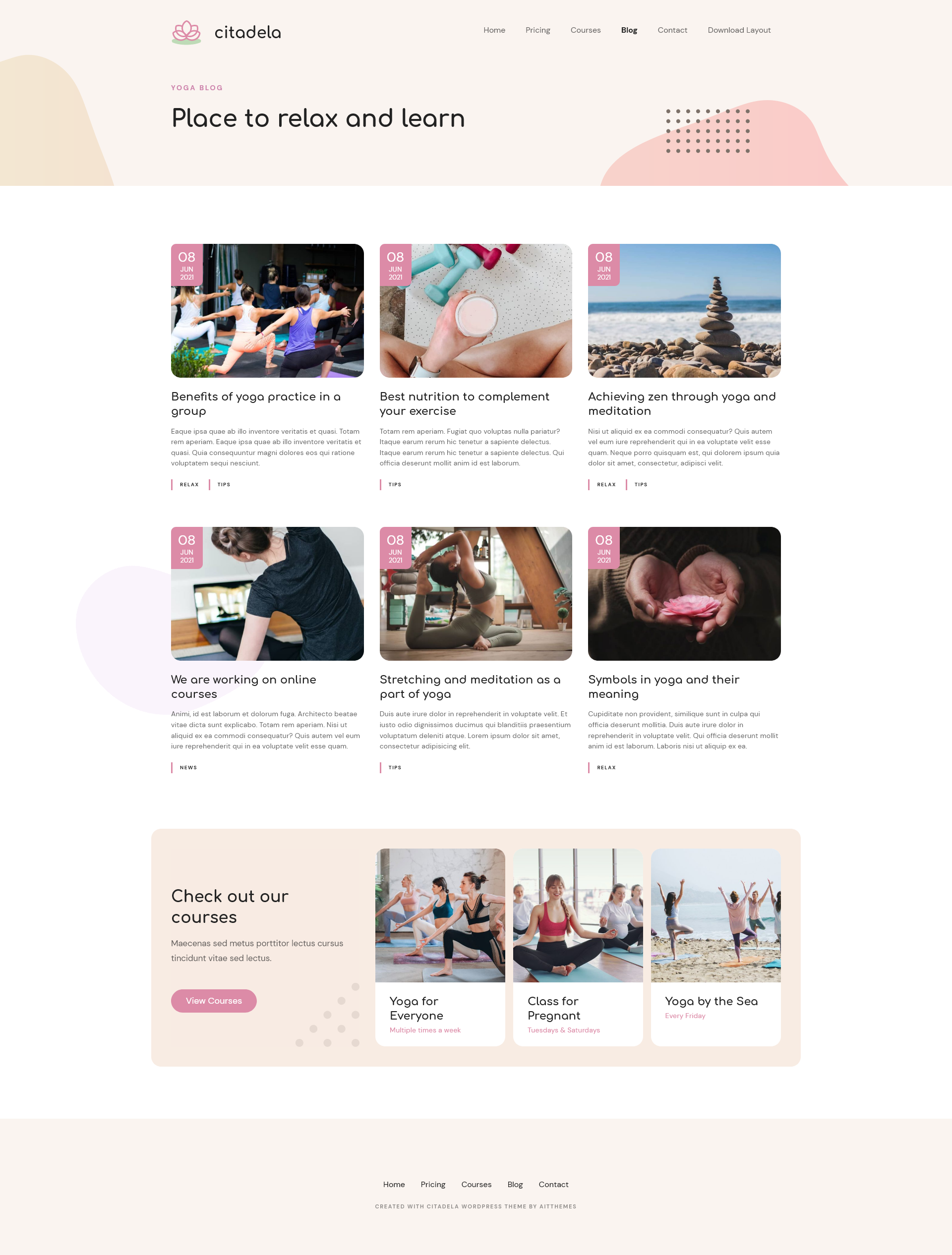 Blog del sito web di yoga