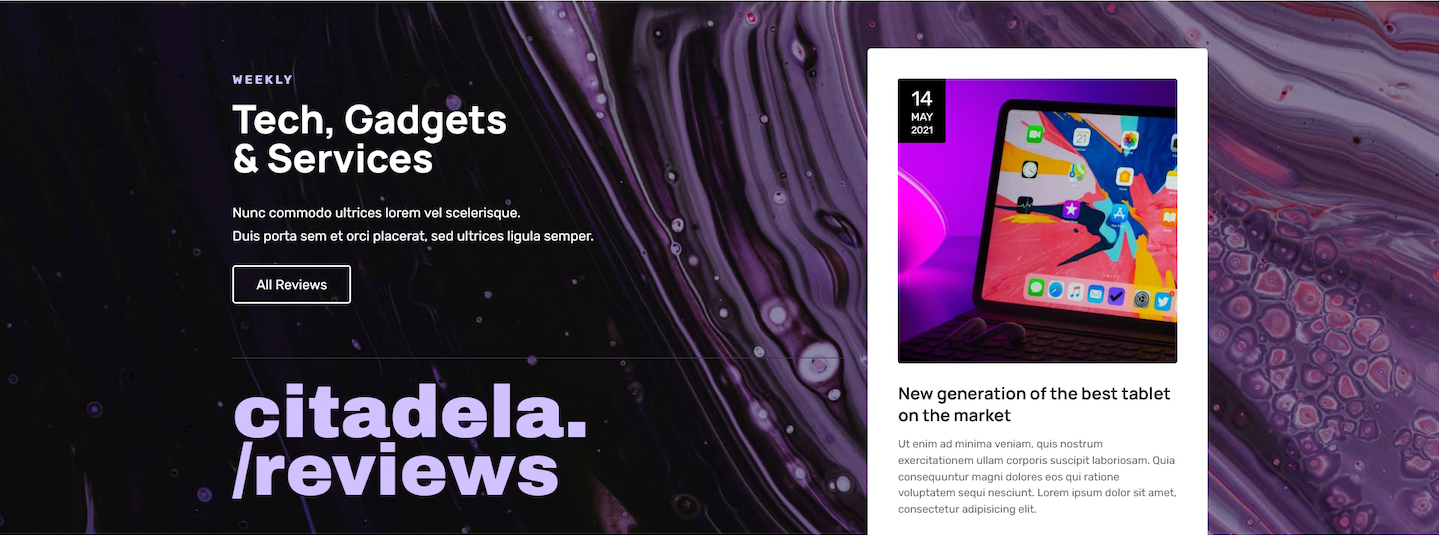 Bahagian promosi tema WordPress majalah