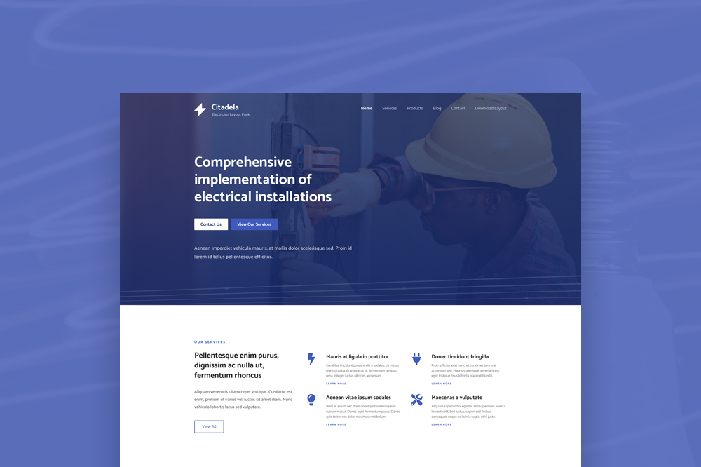 Speed up website launch with electrician WordPress theme layout