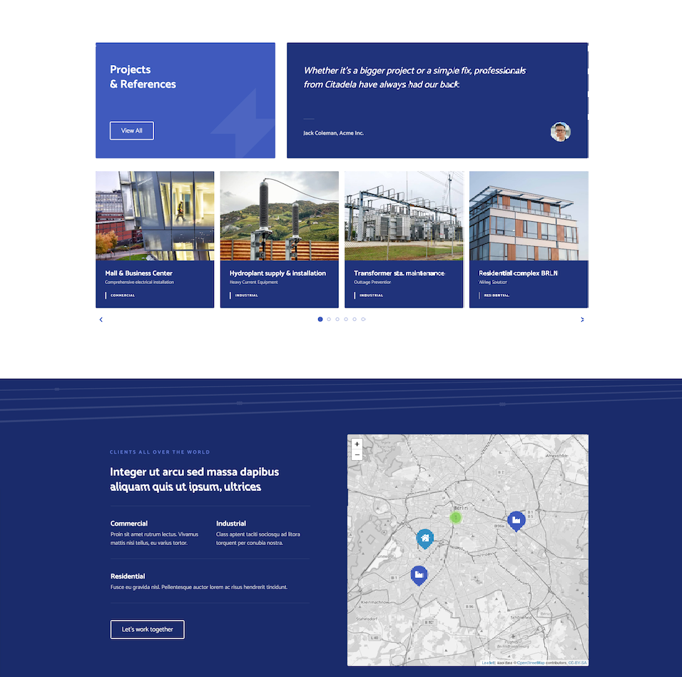 Project presentation on website for electricians.