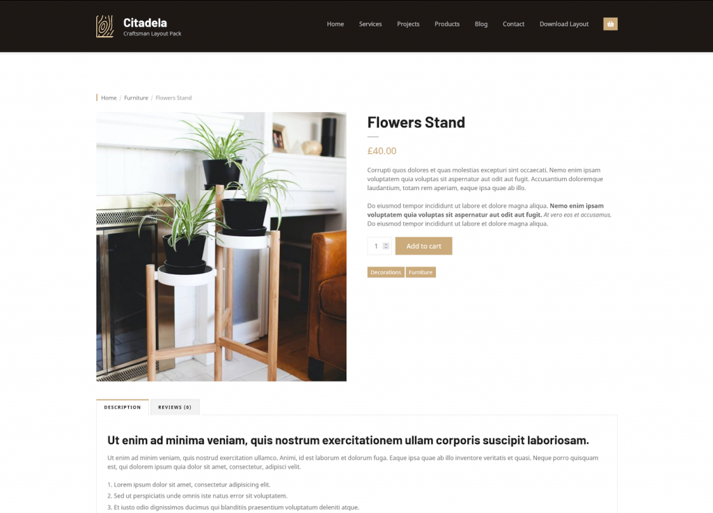Detaliile produsului de pe site-ul web Craftsman