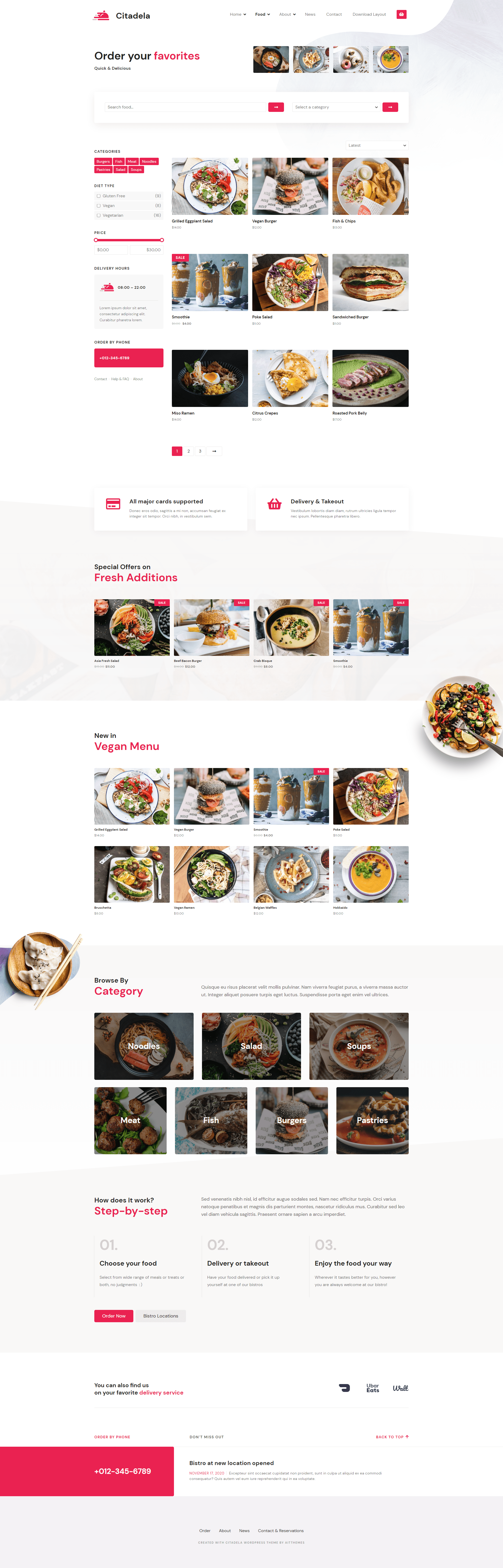 Order process food delivery WordPress theme