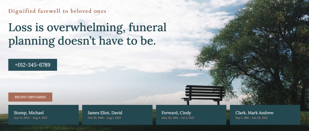 Obituary WordPress plugin - block on homepage