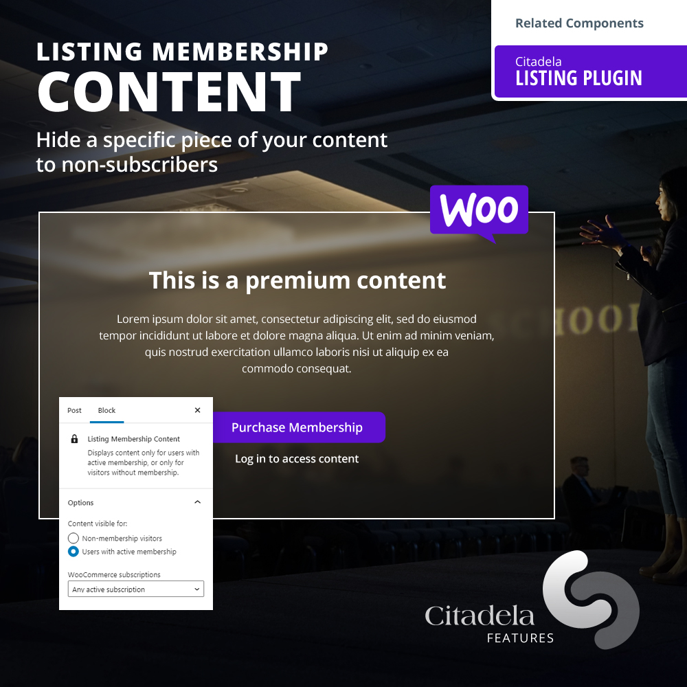 WordPress Paywall feature in Citadela Listing Plugin