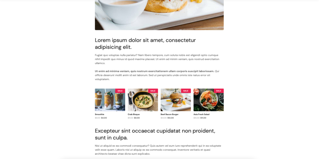 Kaedah paparan pembolehubah - pemalam menu restoran WordPress